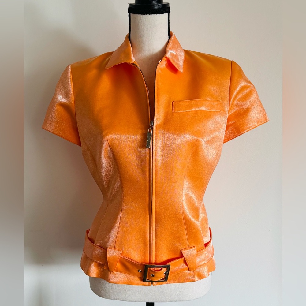 NWT MUGLER Vintage Collection Iridescent Orange Blouse/Jacket Size 6